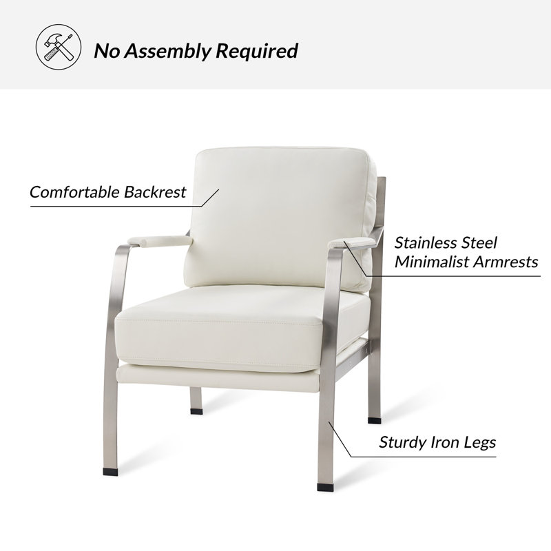 Fauteuil en cuir véritable Sif Modern, Cuir véritable blanc