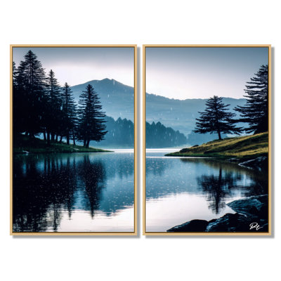 «Morning Lake Calm In Vancouver - Vancouver, ensemble d'art mural paysage urbain noir»