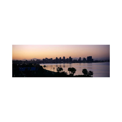 Silhouette Of Buildings At The Waterfront, San Diego, San Diego Bay - Wrapped Canvas Panoramic Print