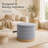 Round Linen Storage Ottoman with Reversible Tray Top, Blue Upholstered Accent Stool, 22-Inch-288356439