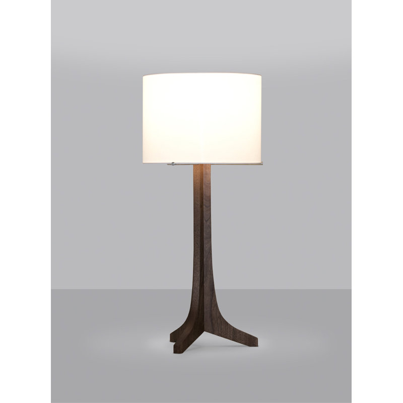 Lampe de table 28 po Nauta, Lin blanc, Laiton brossé, Chêne blanchi