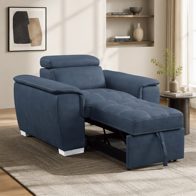 Chaise avec repose-pieds coulissant en microfibre