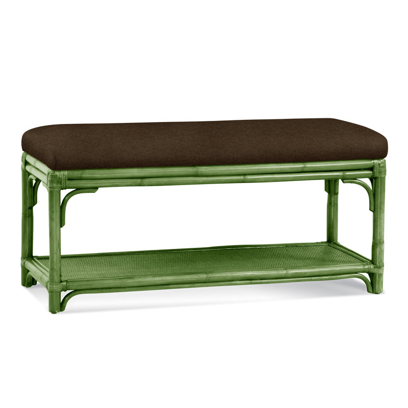 Summer Retreat Wicker Shelf Storage Bench, Java, Elite Chocolate; 0321-72