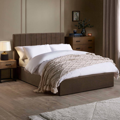 Osias Linen Upholstered Ottoman Bed Frame