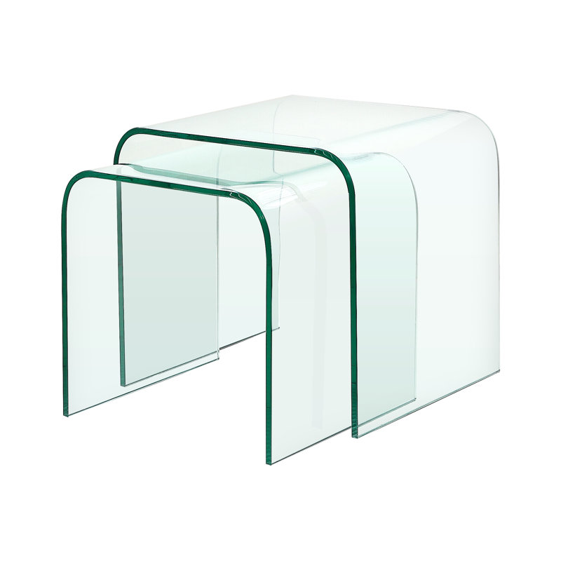 Caryl Glass Top Sled Nesting Tables