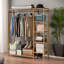 Donavon Natural Bamboo Wooden Clothes Rack Garment Rail Garment Rack Open Wardrobe Storage Shelves Bedroom