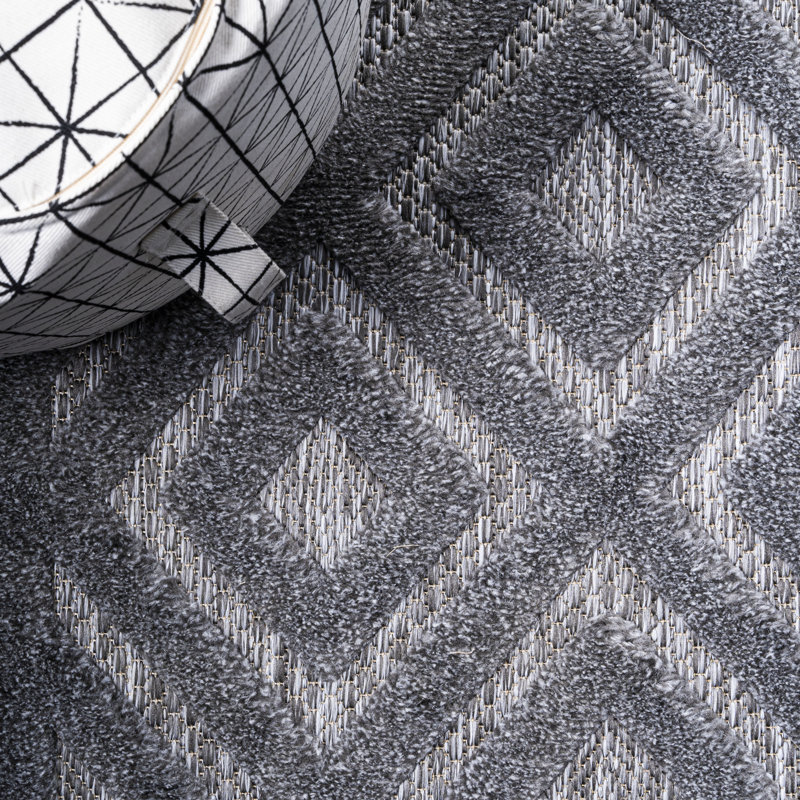 Tapis intérieur / extérieur gris foncé Portmany, Tapis de couloir 2 pi 2 po x 8 pi