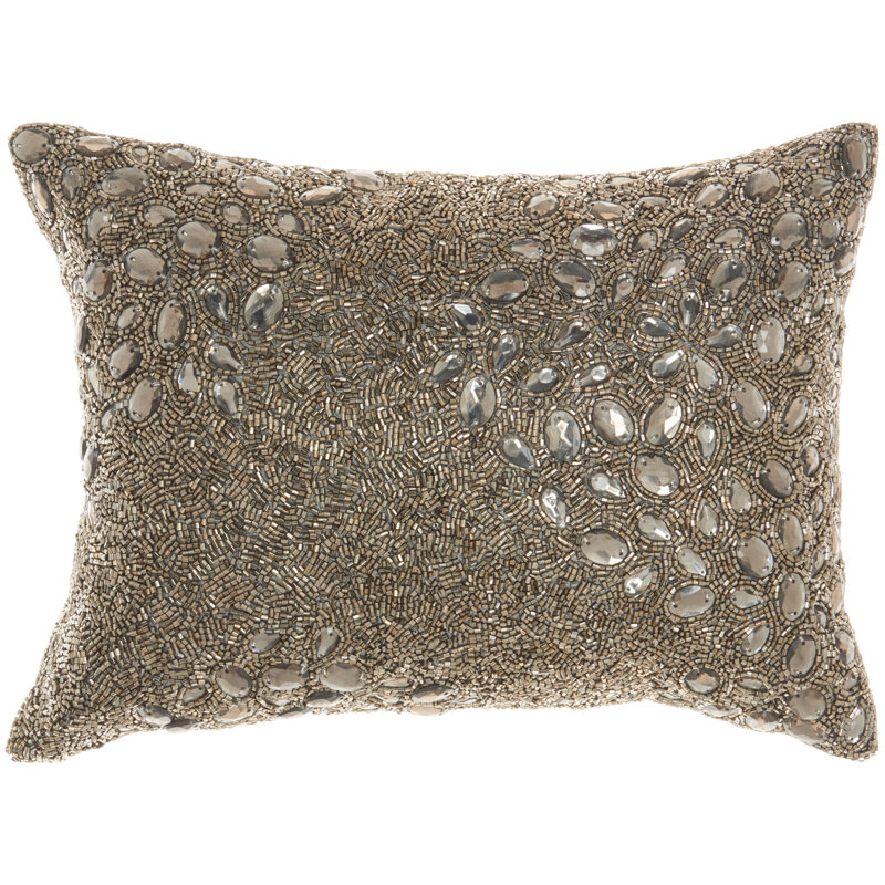 Appliqued Throw Pillow, Pewter