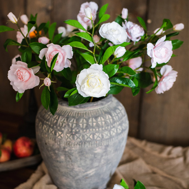 Tige de gardenia en soie, Cinq tiges, Rose