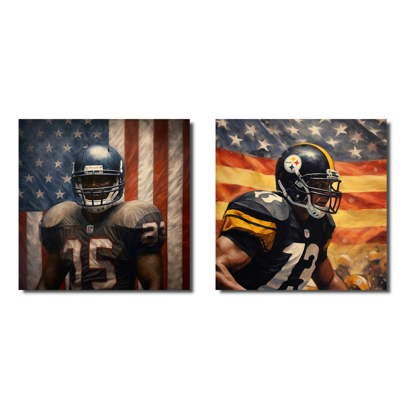 Joueur de football Patriot, H 36 po x l 73 po, Toile tendue