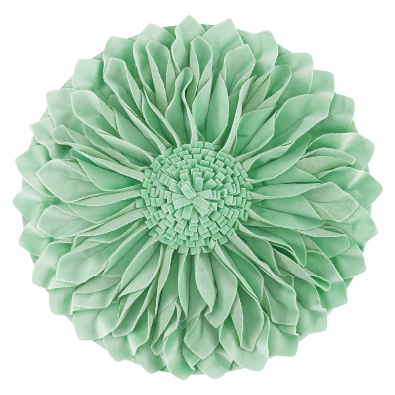  Housse et insert de coussin décoratif en tournesol Appliqued, Menthe - Suède uni, Carré 14 po