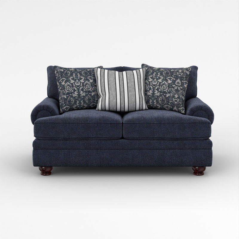 Causeuse à coussins réversibles 73 po Akaela, Mélange de polyester indigo, Polyester à 100 % de couleur indigo