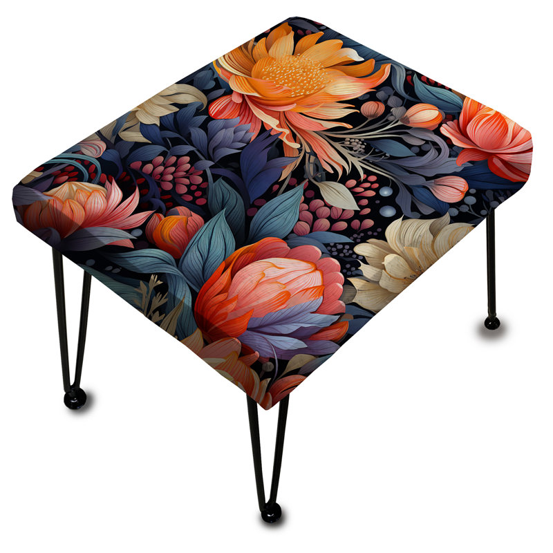 Repose-pieds orange orange avec motif floral orange