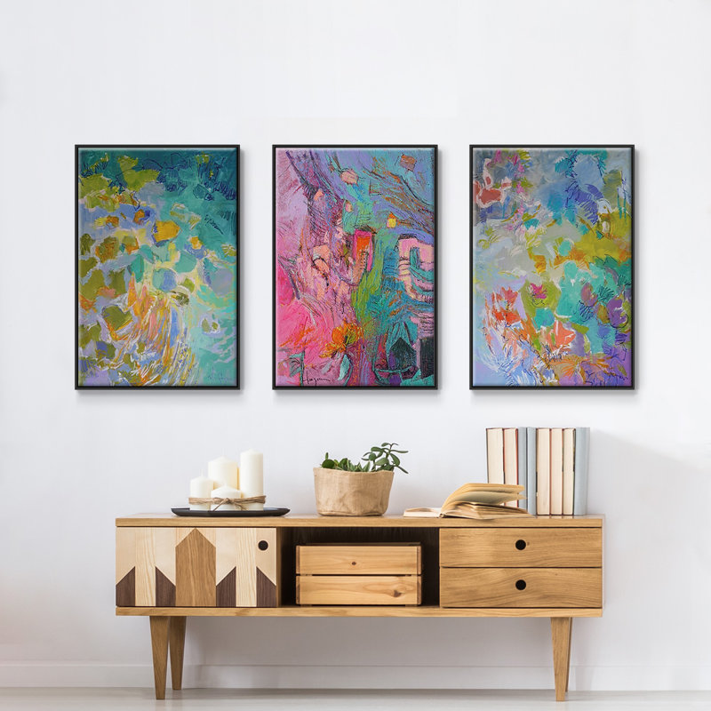 «Let Me Bloom I Am», 3 pièces, H 40 po x l 90 po x P 2 po, Noir