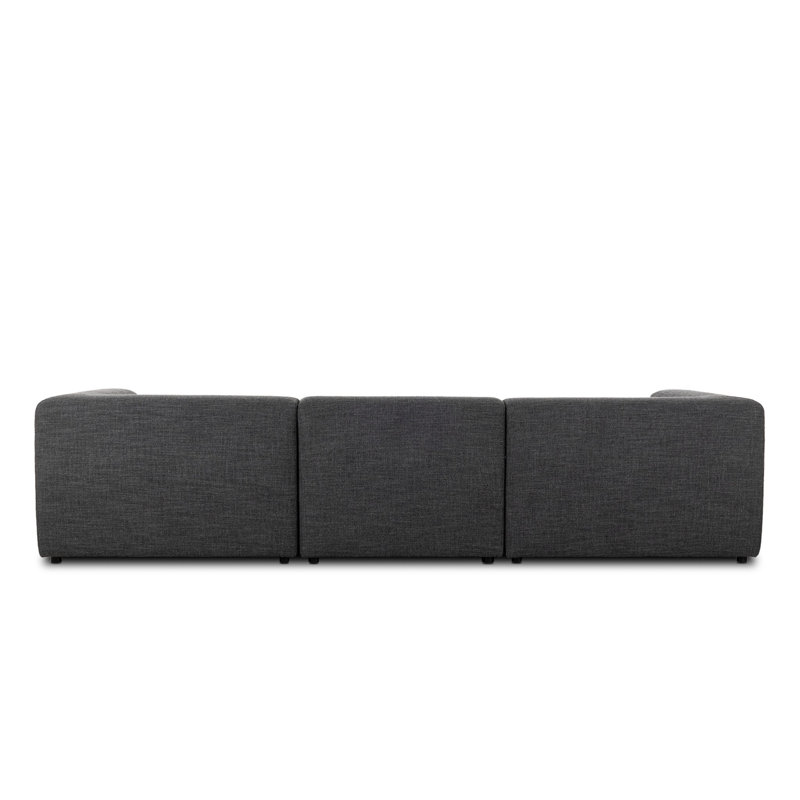 Lawndale 3PC LAF Sectional-Saxon Charcoal, Left Hand Facing, Saxon Charcoal Polyester Blend