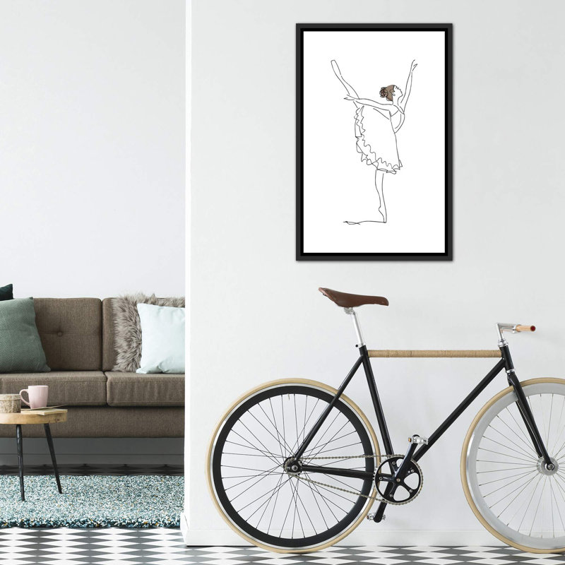 Ballet Line Art - impression d'art graphique, Pas de tapis, H 40 po x l 26 po x P 1,5 po, Toile avec cadre noire patinée