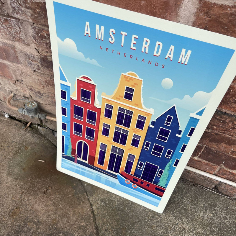 3492 Handmade Buildings & Architecture Wall Decor on Metal, 80cm H x 60cm W