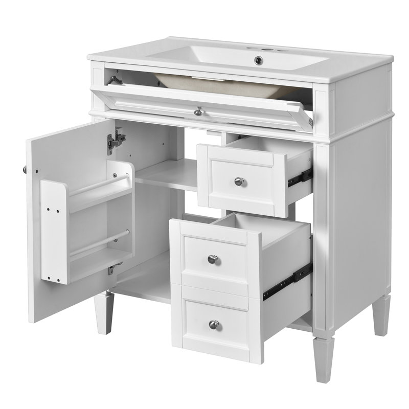 Meuble-lavabo de 30 po avec lavabo supérieur, Blanc
