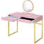 Bureau de coiffeuse 2 tiroirs avec miroir et plateau à bijoux