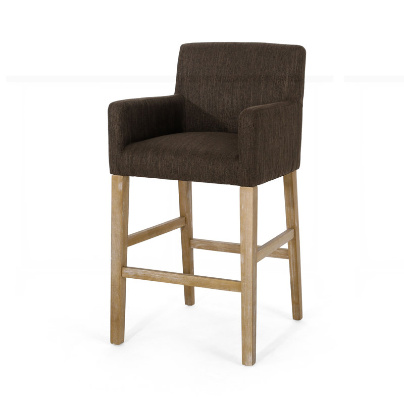 Tabouret en bois massif Alighiero, Brun / brun patiné, 1, Tabouret de bar (siège d'une hauteur de 30,5 po)