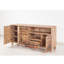 Meuble télé moderne avec pieds en bois, pin atlantique, 63,0 po x 25,6 po x 17,7 po | 100% panneau de particules enduit de mélamine, 0,7 po d'épaisseur | Revêtement UV, glissières de tiroir télescopiques, fixation murale, grand espace de rangement pour des salons élégants