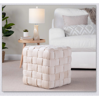 Braided Square 16 Inch Velvet Ottoman, Perfect For Modern Living And Comfortable Seating With Stylish Design.