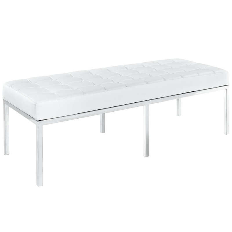 Banc trois places en cuir, Blanc