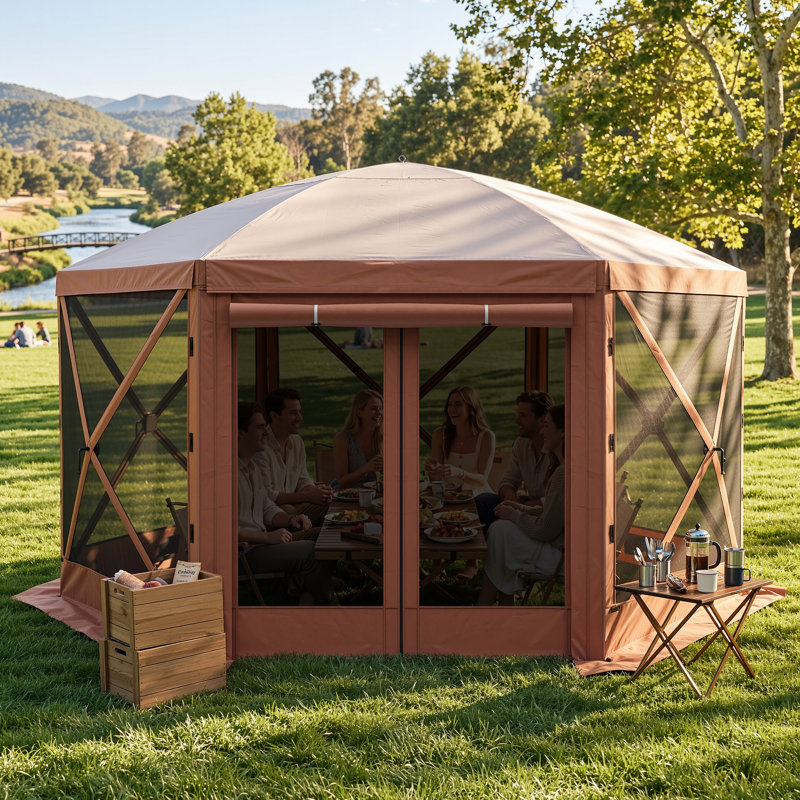 Pavillon de jardin 12 po x 12 pi, Beige / Brun, 12 Ft. W x 12 Ft. D