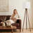 60.6 in. Modern Nordic Tripod Floor Lamp with Walnut Wood Base and Linen Lampshade for Living Room and Bedroom-106429842