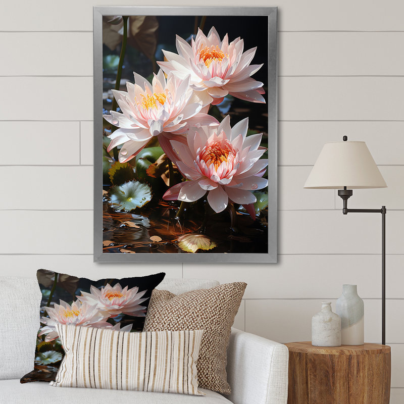 Caisi Égypte lotus sérénité II, reproduction d'art sur toile, H 32 po x l 16 po x P 1 po, Cadre photo argenté