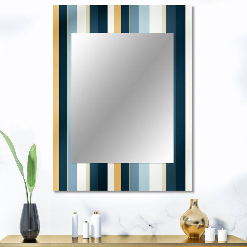 Motif à rayures rayées bleu et blanc Kennardi, 40 po x 30 po