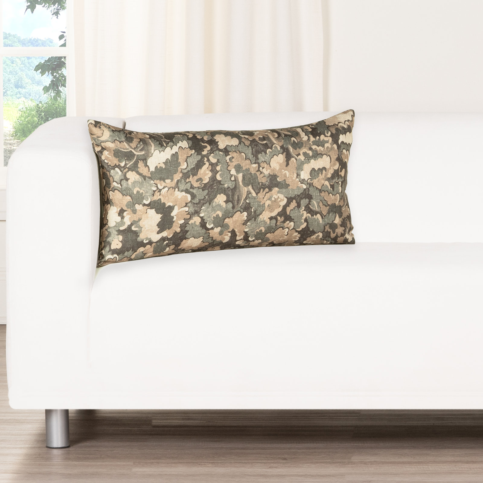  Cascade Abstract Botanical Accent Pillow, Green, Polyester, Rectangle 14"H x 26"W