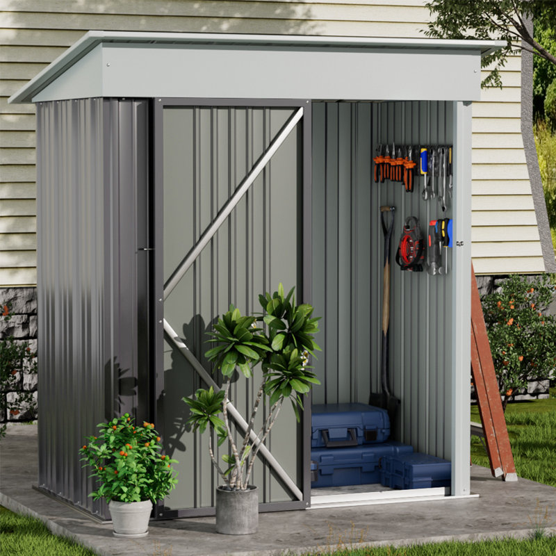 3 ft. W x 5 ft. D Pent Metal Garage Shed