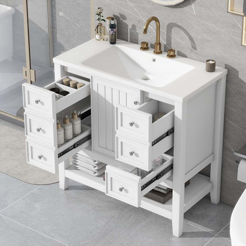 Ensemble de meuble-lavabo simple 36 po Glenita, Blanc
