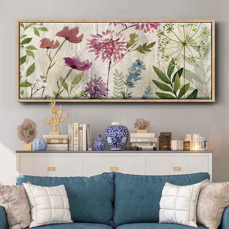 Meadow Flowers II- Framed Canvas, 24" H x 60" W