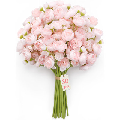 30Pcs Ranunculus Artificial Flowers Faux Silk Mini Ranunculus, Spring Flowers Artificial Indoor for DIY Bouquets