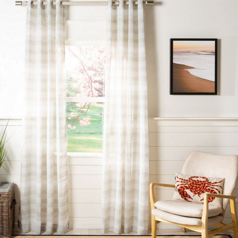 Ribeiro Semi Sheer Curtain Single Panel, 52" W x 84" L, Assorted Beige