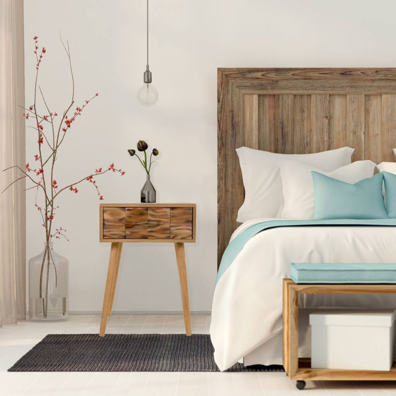 Carrizal 44cm W Solid Wood Bedside Table