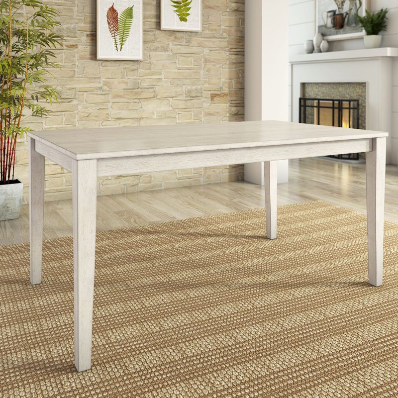 Table de salle à manger en bois massif Alexa-Mae, Blanc antique, H 30 po x l 36 po x L 60 po