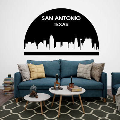 San Antonio City Skyline Arch Wall Decal, autocollant San Antonio, Texas, autocollant en vinyle, décoration de la maison, tête de lit, décalcomanie, salon, bureau, 177LU