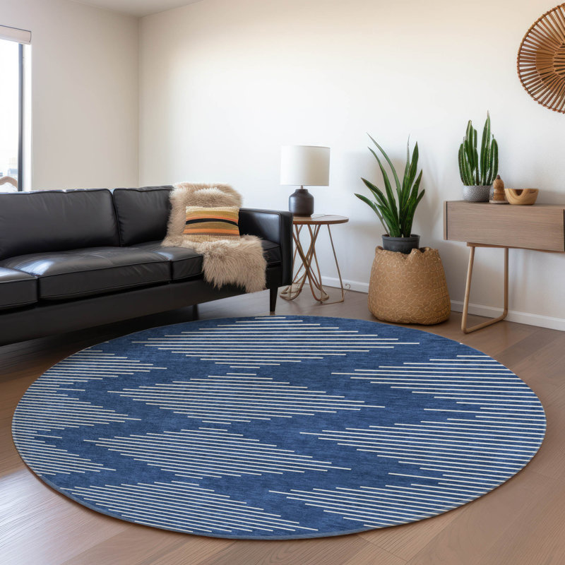 Premium Machine Washable Colmenero AMF1016 Geometric Rug, Round 8'