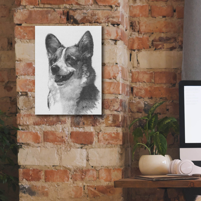 «Welsh Corgi» par Barbara Keith, H 16 po x l 12 po x P 0,75 po 