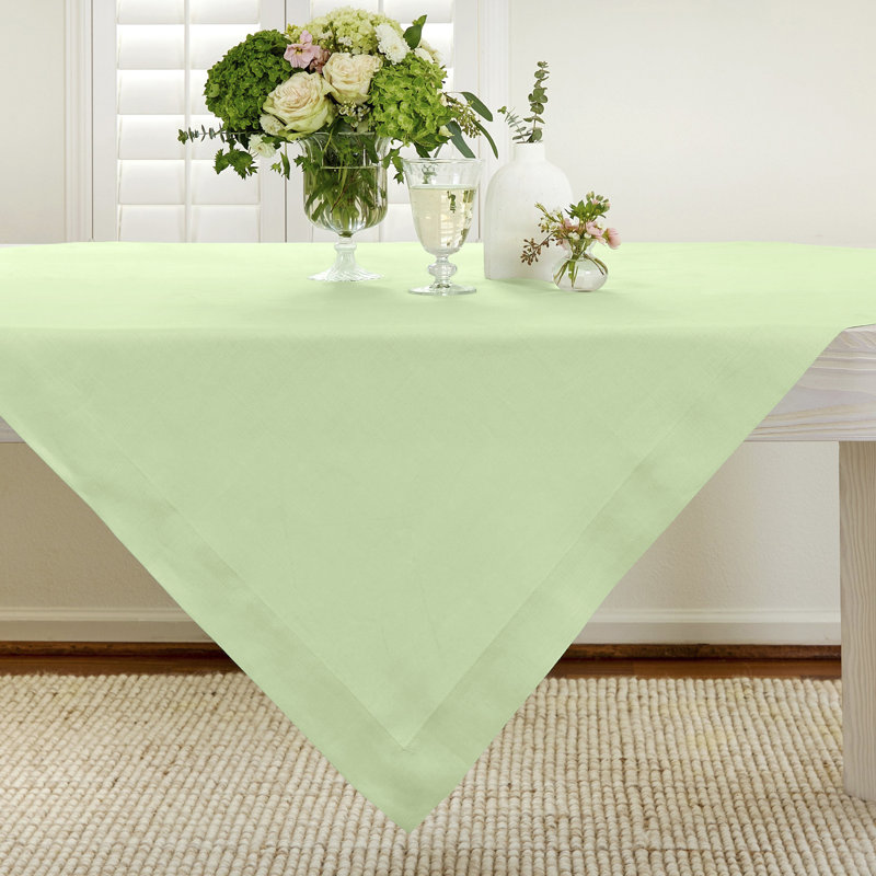 Fete - 100% Pure Linen Table Throw, Pastel Green, Solid Color