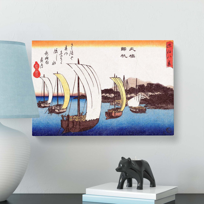 Sailing Back To Yabase by Utagawa Hiroshige - Wrapped Canvas, 50cm H x 76cm W x 3cm D