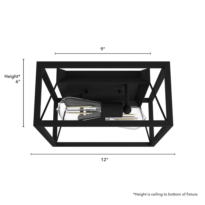 Doherty 2 Light 12" Flush Mount, Natural Iron