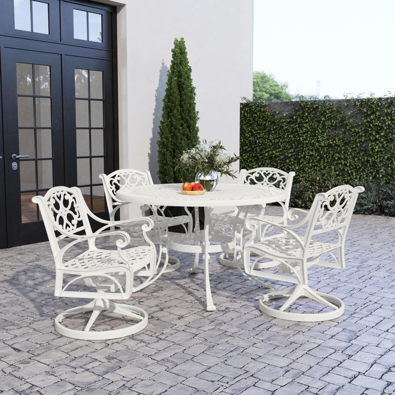 Ensemble repas d'extérieur 5 pièces Saoirse, P 48 po x l 48 po x H 29 po, Blanc
