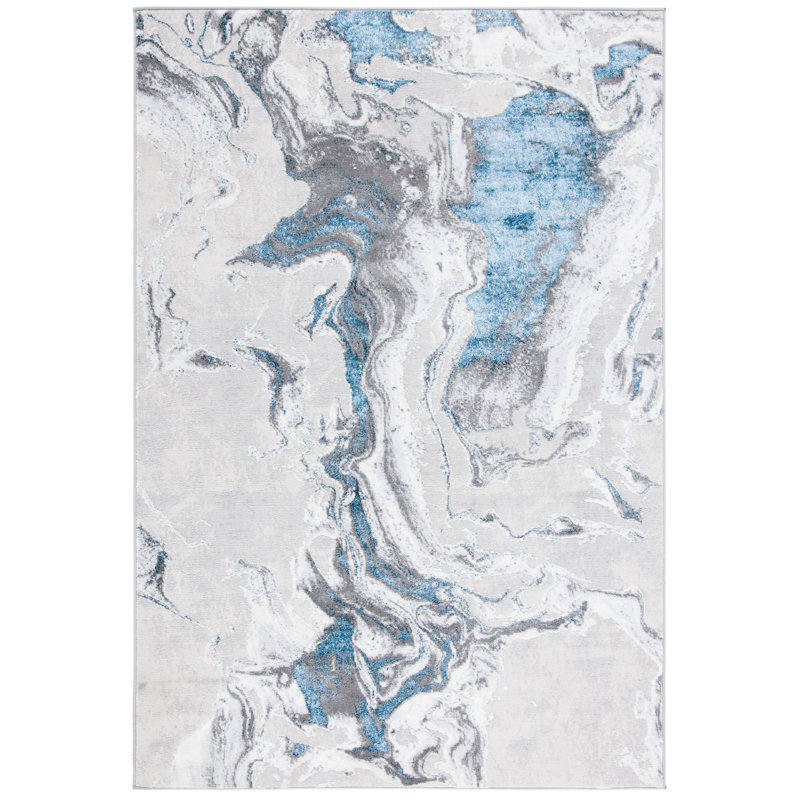 Tapis gris à motif abstrait Castrovinci, Rectangle 2 pi x 4 pi