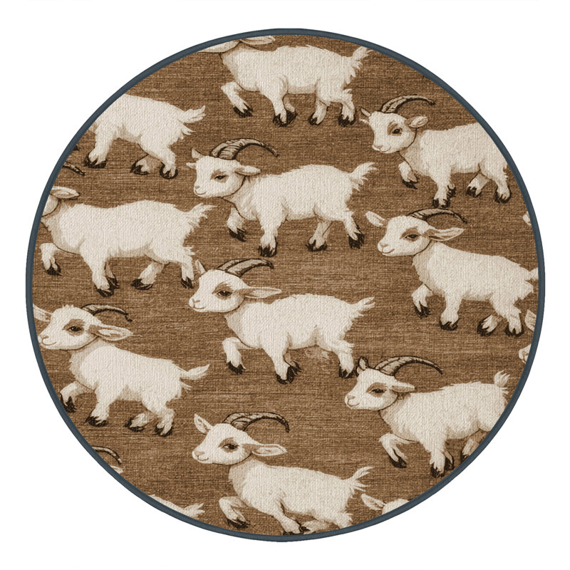  Tapis lavable pour bébé chèvre, Rond 4 pi