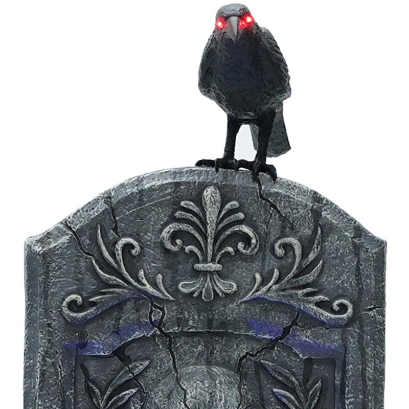 Grande pierre tombale de cimetière vieilli activée par le mouvement Creepy Yard Decor, accessoire d'Halloween haut de gamme