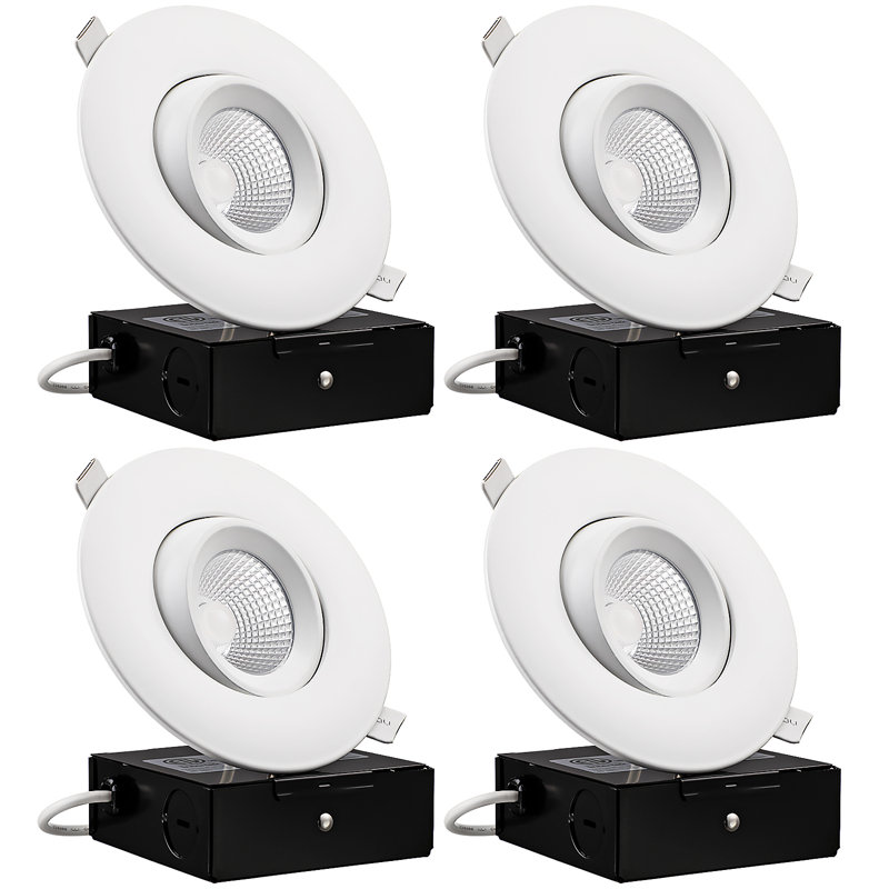 Luminaire encastré 4 po à DEL à cardan avec boîte de jonction, lumière du jour 12 000 W (90 W Eqv.)